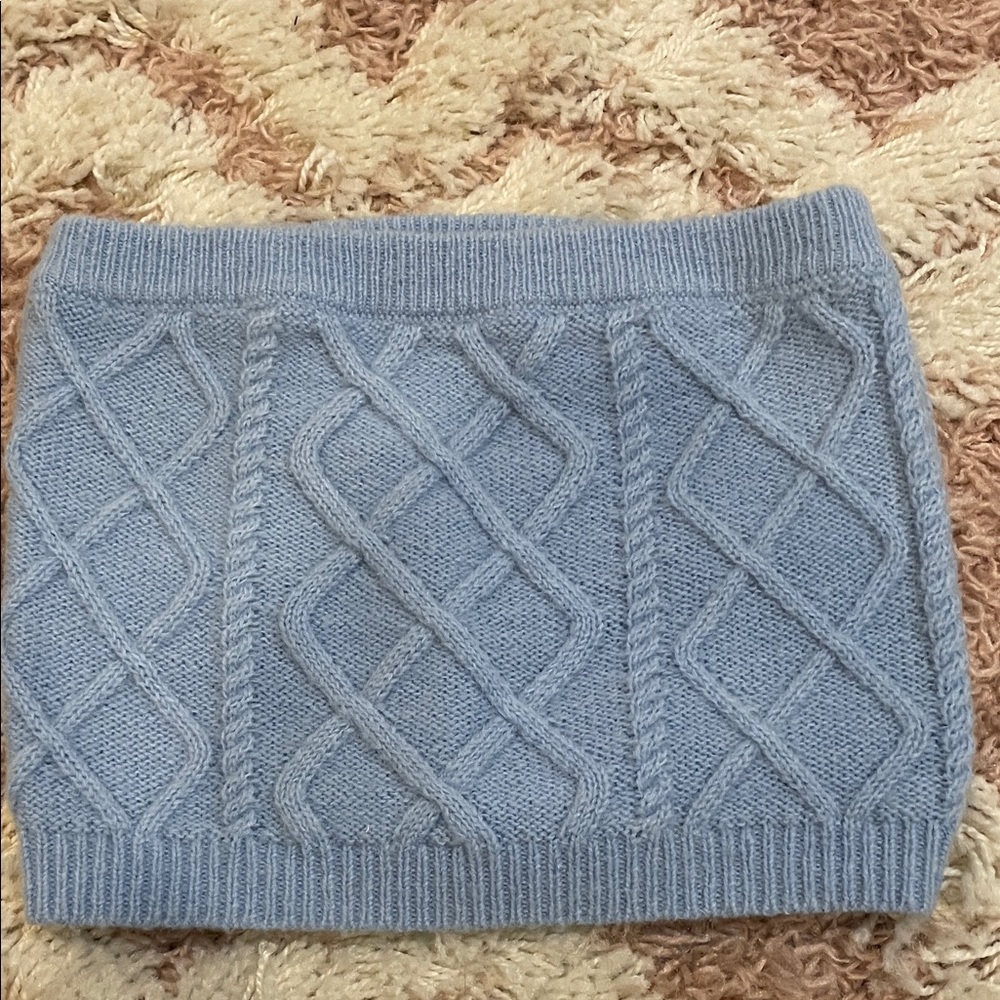 Lovers + Friends Light Blue Cable Knit Crop Tube Top